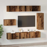 TV Cabinet Set Wall-mounted 8 pcs Old Wood Engineered Wood 3393132