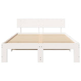 Bed Frame with Headboard White 140 x 190 cm Solid Pine Wood 872657