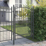 Fence Gate with Spikes Grey 200 x 100 cm Powder-coated steel 42009021