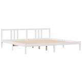 Bed Frame without Mattress White 200x200 cm Solid Wood Pine 3301645