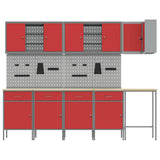 Work Cabinet Set with Drawer with Shelf 12 pcs Red and Grey 3321509