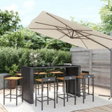 9 Piece Garden Bar Set Black Poly Rattan& Solid Wood Acacia 3187688