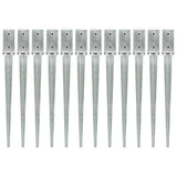 Ground Spikes 12 pcs Silver 7x7x75 cm Galvanised Steel 145403