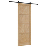 Sliding Door Natural and Black 83 x 232 cm Solid Pine Wood 3445400
