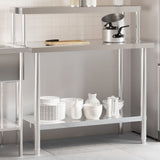 Kitchen Work Table with Overshelf 110x55x120 cm Stainless Steel 3208895