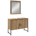 Bathroom Furniture Set with Door 3 pcs Brown 33 x 33 x 102.5 cm 3334375