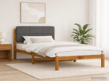 Bed Frame with Upholstered Headboard Natural and Light Grey 904113