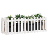 Garden Raised Bed with Fence Design White 150x50x50 cm Solid Wood Pine 832493