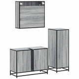 3 Piece Bathroom Furniture Set Grey Sonoma Engineered Wood 3301033