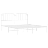 Metal Bed Frame without Mattress with Headboard White 183x213cm 373941