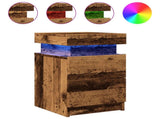 Bedside Cabinets with LED 2 pcs Old Wood 35x39x55 cm Engineered Wood 857655