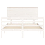 ZNTS Bed Frame without Mattress White 140x190 cm Solid Wood 3195202