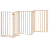 Dog Gate with Door Foldable 9 Panels 450 cm Poplar Wood 3155532