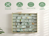 7-Tier Wall Display Shelf Unit Cabinet w/ 6 Adjustable Shelves Glass Doors Home Office Ornaments T3398P342392