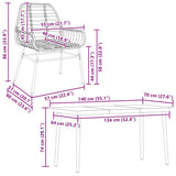 5 Piece Garden Dining Set Black Poly Rattan Glass 3334438