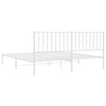 ZNTS Metal Bed Frame with Headboard White 183x213 cm 374491