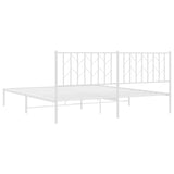 ZNTS Metal Bed Frame with Headboard White 183x213 cm 374491