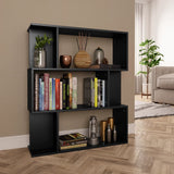 Book Cabinet/Room Divider Black 80x24x96 cm Engineered Wood 800082