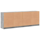 Bookcase with Doors Concrete Grey 204x37x75 cm Engineered Wood 3206534
