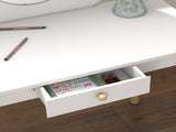 Kids Dressing Table with Mirror, Stool, Drawer, Cloud Design, White T3398P379026