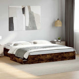 Bed Frame with Drawers without Mattress Smoked Oak 180x200 cm Super King 3280640