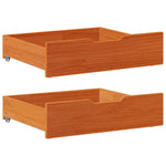 ZNTS Under-Bed Drawers 2 pcs Wax Brown 65x55x17 cm Solid Wood Pine 850937