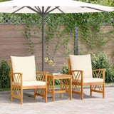 Garden Sofa Set with Cushion 3 pcs Brown Solid acacia wood 4106449