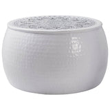 Round Coffee Table Hammered White 55 x 55 cm Aluminium 373375