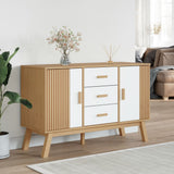 Sideboard OLDEN White and Brown 114x43x73.5cm Solid Wood Pine 358599