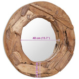 Decorative Mirror Teak 60 cm Round 244560