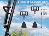 245-305cm Adjustable Basketball Hoop and Stand, with Wheels, Black T3398P349119