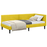 Corner Bed Frame with Headboard Yellow 100 cm x 200 cm Velvet 42016242