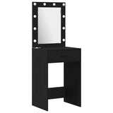 Dressing Table with Mirror Lights 3 pcs Black Engineered wood 3334219