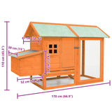 Chicken Cage Solid Pine & Fir Wood 170x81x110 cm 170644