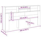 Headboard Cabinet Old Wood 200x19x103,5 cm Engineered Wood 856874