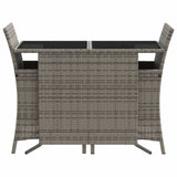 3 Piece Bistro Set with Cushions Grey Poly Rattan 365123