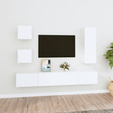 5 Piece TV Cabinet Set White Engineered Wood 3114438