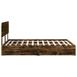 Storage Bed with Drawer Smoked Oak 160 x 200 cm Engineered Wood 3412259