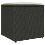 Cushion Box with Storage Black 50 x 50 x 50 cm Poly Rattan 365408