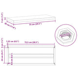 Wall Shelves 2 pcs 75x30 cm Silver Stainless Steel 30282