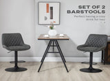 Retro Bar Stools Set of 2, Adjustable Kitchen Stool, Upholstered Bar Chairs with Back, Swivel Seat, T3398P328171