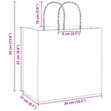 Paper Bags 250 pcs with Handles White 26x17x25 cm 4101619