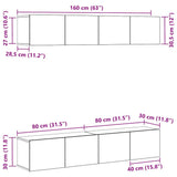 TV Cabinet Set 4 pcs Black Oak Engineered Wood 3333051