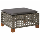 Garden Stool with Cushion Grey 63.5x56x32 cm Poly Rattan 365933