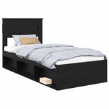 Bed Frame with Headboard Black 75 x 190 cm Solid Pine Wood 3409816