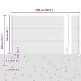 Welded Wire Fence 25 x 1.6 m PVC-Coated Steel Grey Mesh 3336875