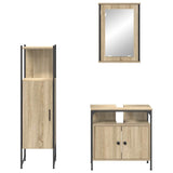 Bathroom Furniture Set with Shelf 3 pcs Brown Engineered wood 3345148