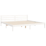 Bed Frame without Mattress White 200x200 cm Solid Wood 3194462
