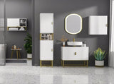 Narrow Bathroom Storage Cabinet, Freestanding Tallboy Storage Unit with Adjustable Shelf, 2 Doors T3398P342419