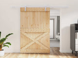 Sliding Door Natural and White 100 x 210 cm Solid Pine Wood 3444968